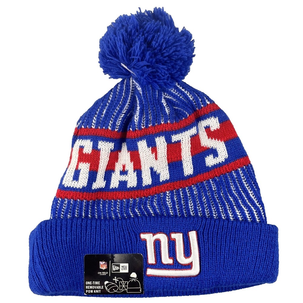 New‎ York Giants New Era Winter Hat Beanie Pom One Size Blue NFL Football NEW